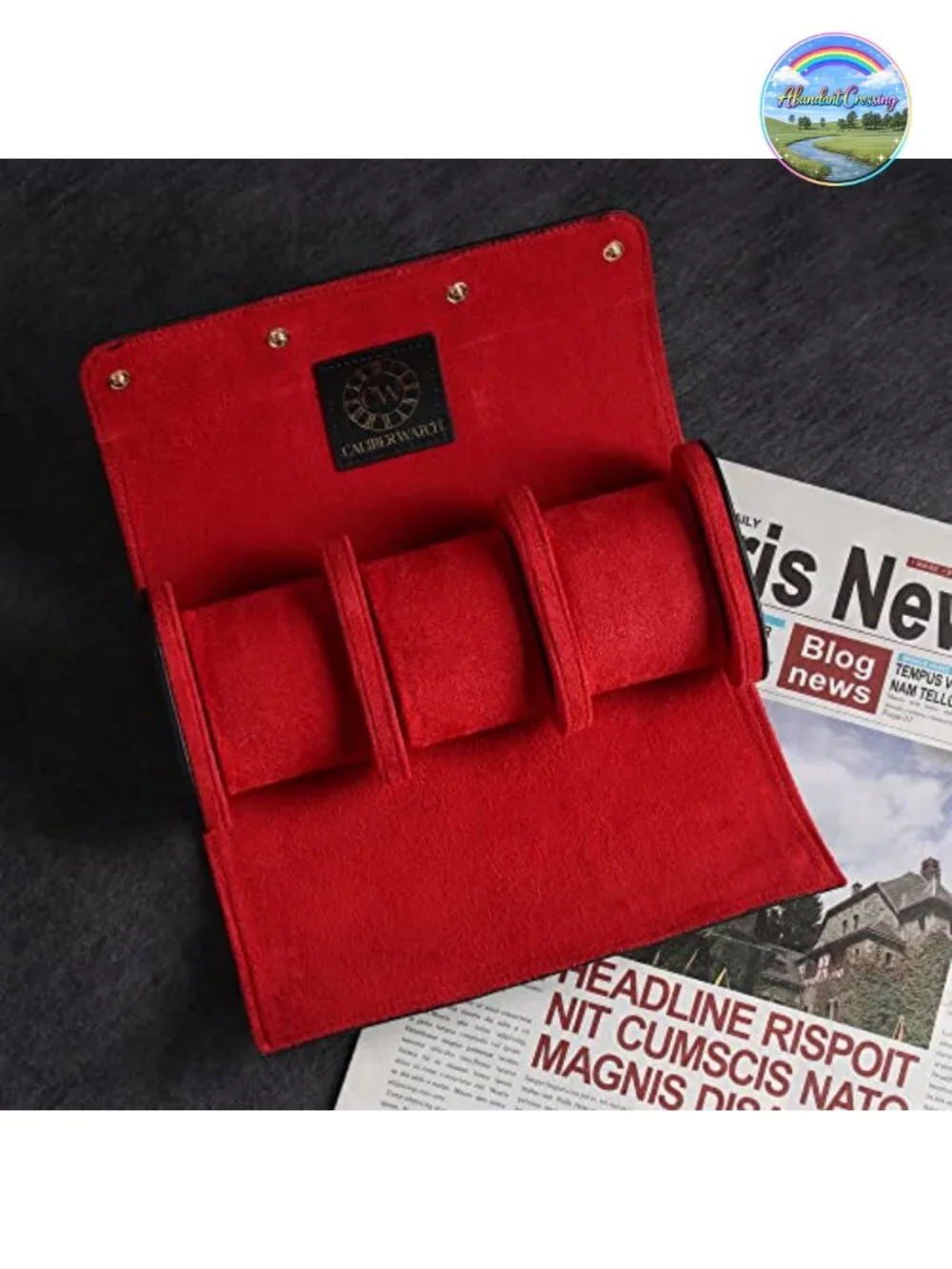 Genuine Napa Leather Watch Roll Travel Case for 3 Watches with Velvet Interior